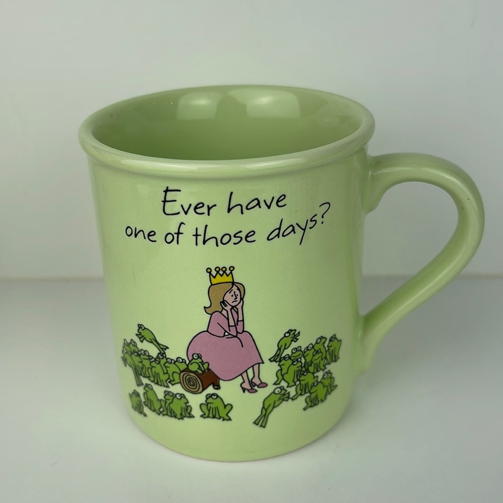 Mugs Hallmark Princess kissing frogs “ever have one of those days” green mug